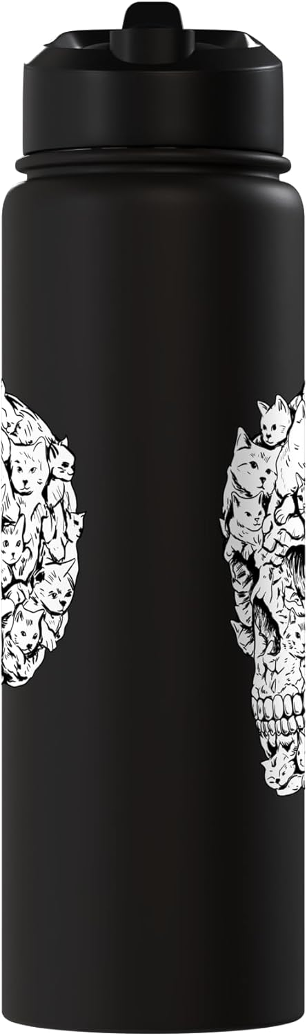 Bottella de agua aislada Cat Skull Halloween Gothic