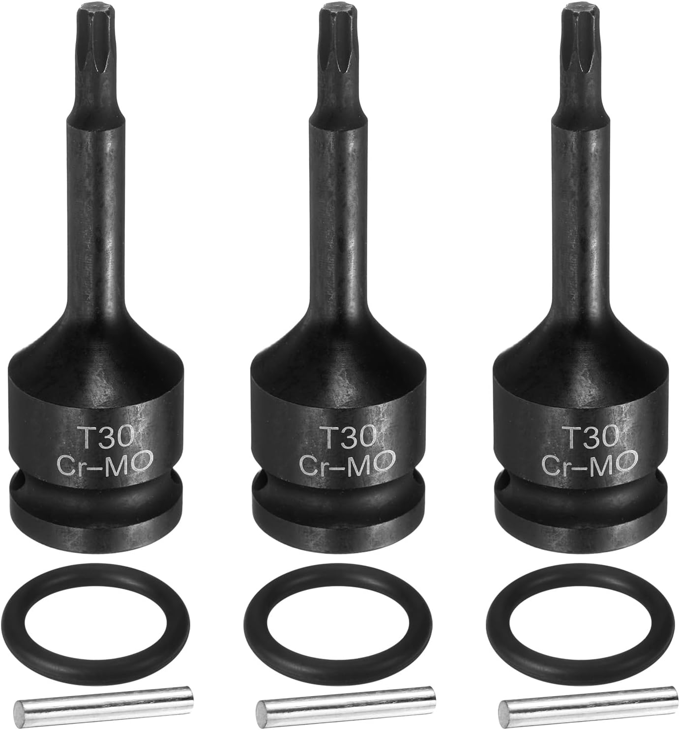3 Pzas T30 Torx Socket Acero CR-MO con Pasador Taladro