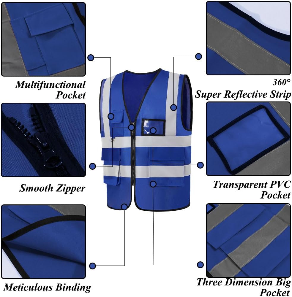 Set 5 Chalecos Seguridad Transpirables Reflectantes 360°