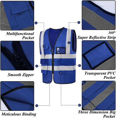 Set 5 Chalecos Seguridad Transpirables Reflectantes 360°