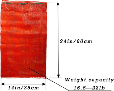 25 Pzas Bolsas Malla Roja Almacenamiento Verduras 24x14pulg