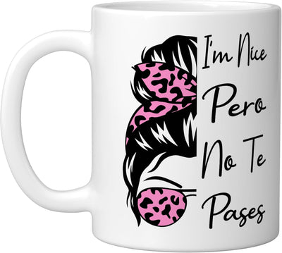 Taza Cerámica Blanco Frase Latina Messy Bun
