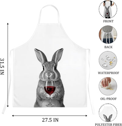 Delantales de vino de conejo para mujeres, regalo para amantes del vino y conejos
