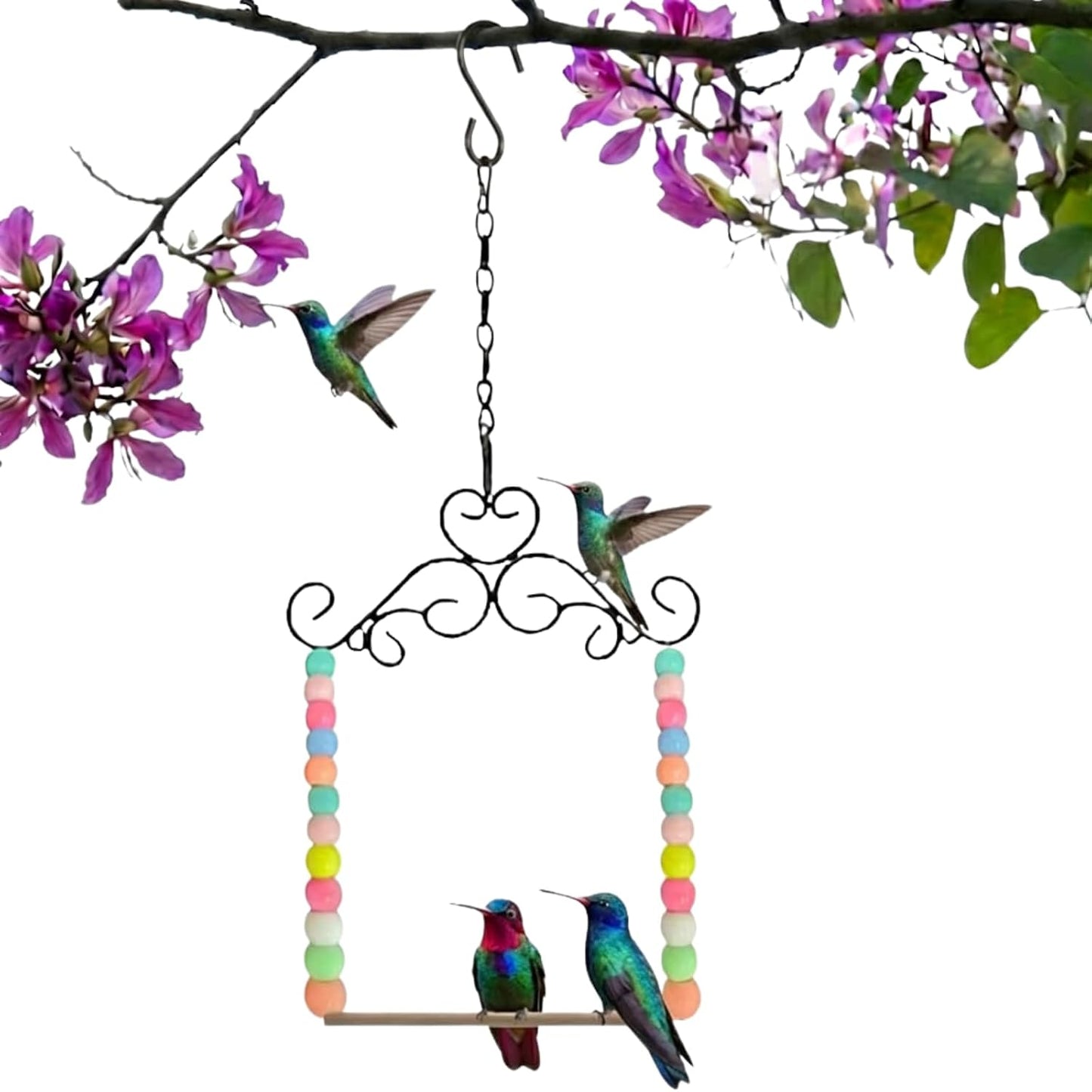 Columpio colibrí percha metálica resistente jardín