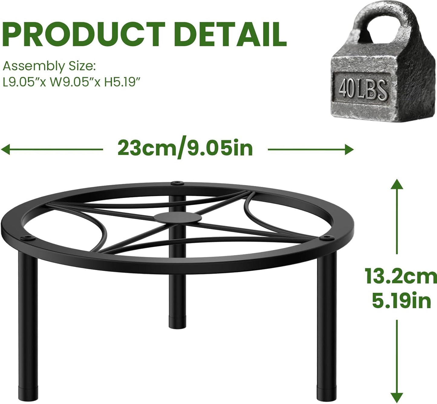 Soporte metal para plantas redondo 7.9pulg geométrico ajustable