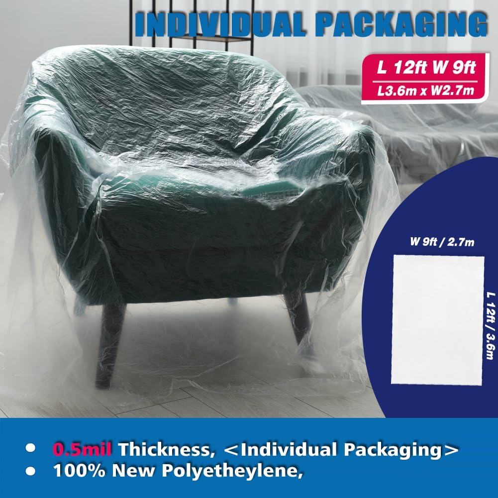 Paño plástico 12x9ft pack 4 cubierta antipolvo para pintura