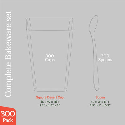 Vasos plástico 5oz con cucharas set 300 transparentes sin BPA