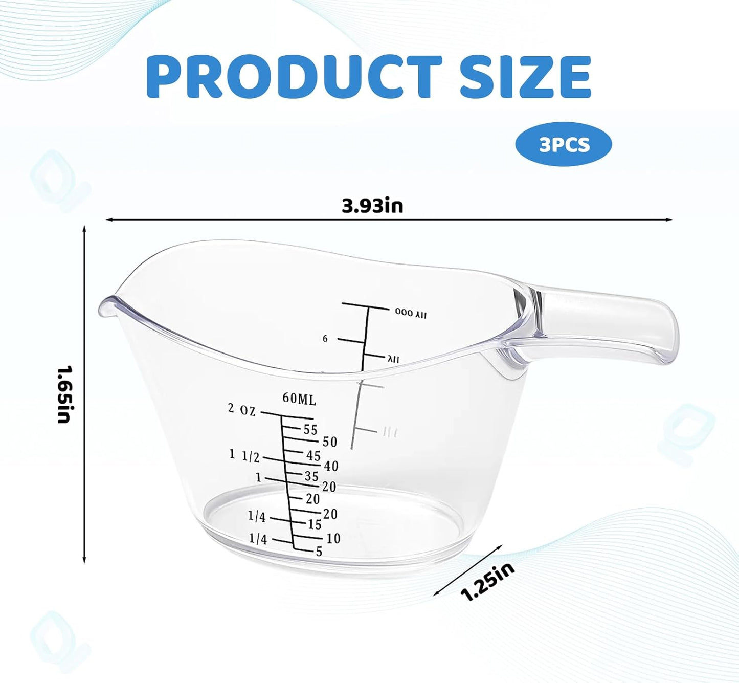 Tazas medidoras de 2 oz de plástico acrílico transparente para hornear