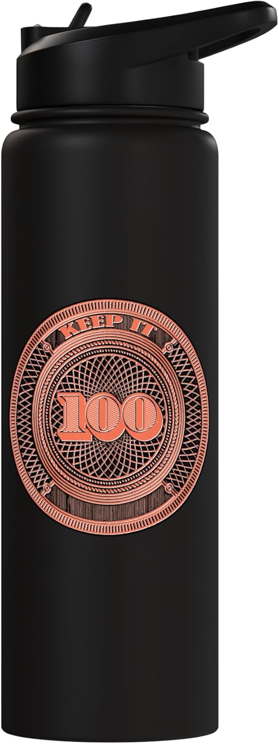 Botella de agua acero inoxidable con diseño gráfico coral