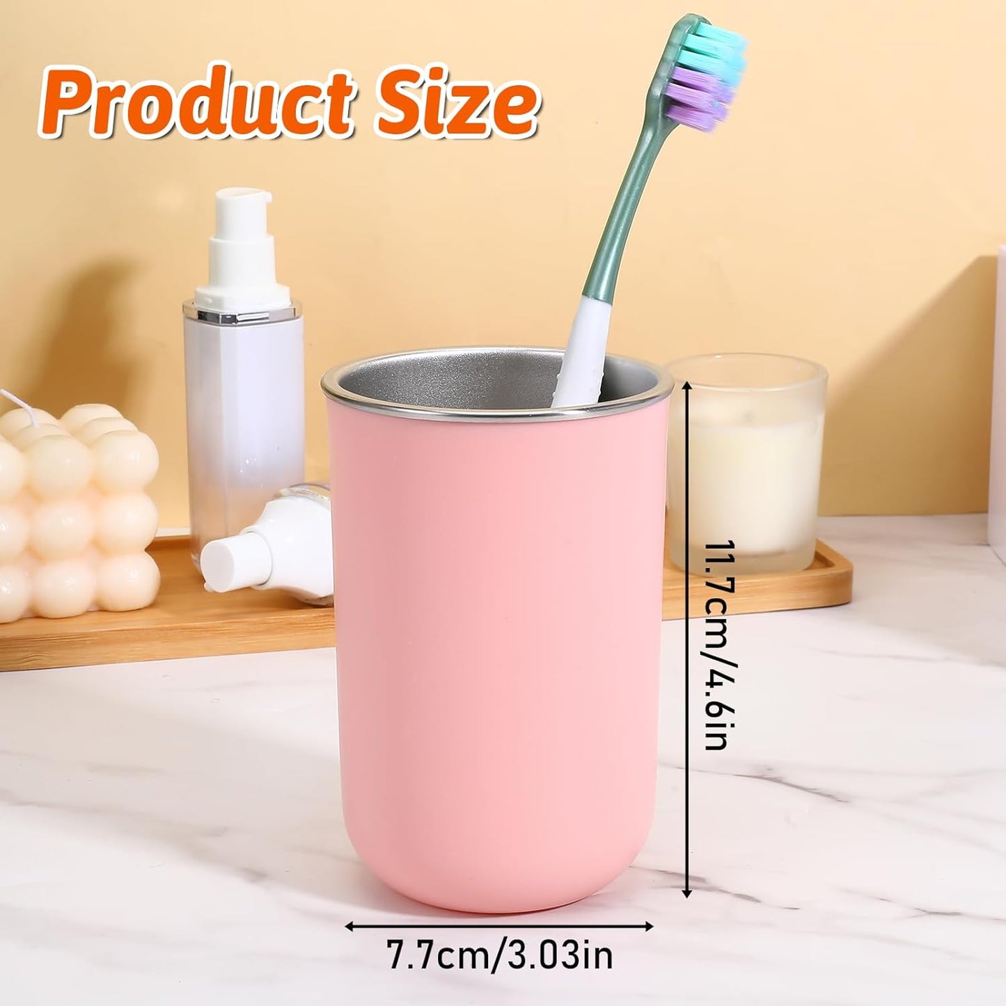 Vaso acero inox para lavado bucal 12oz rosa reutilizable