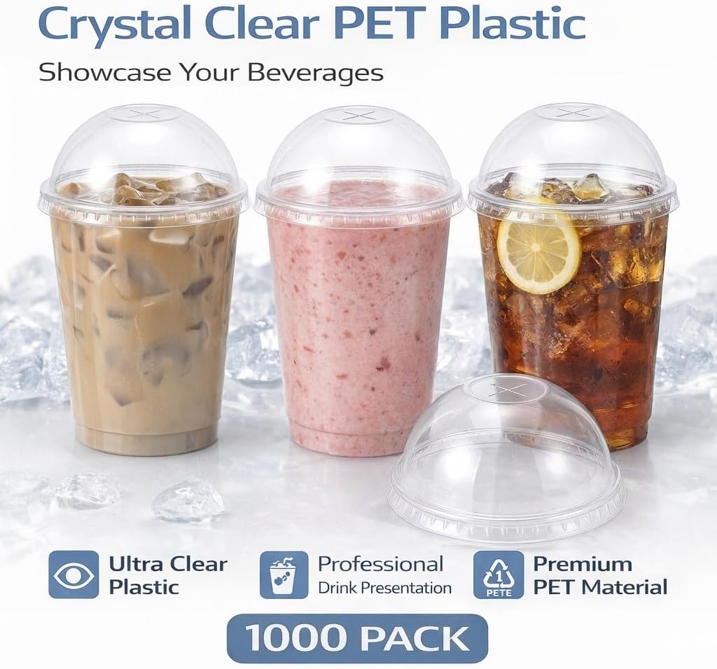 Tapa de cúpula PET transparente para tazas frías