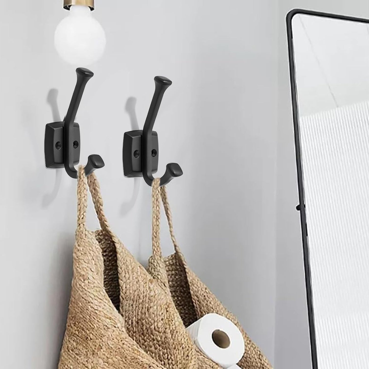 10 Ganchos Negros Resistentes para Puertas Baños Armarios