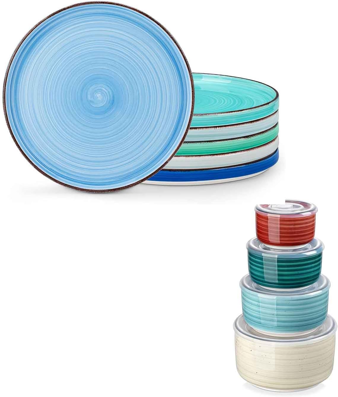 Set 4 Plato Cerámica 10.5pulg con Tapas