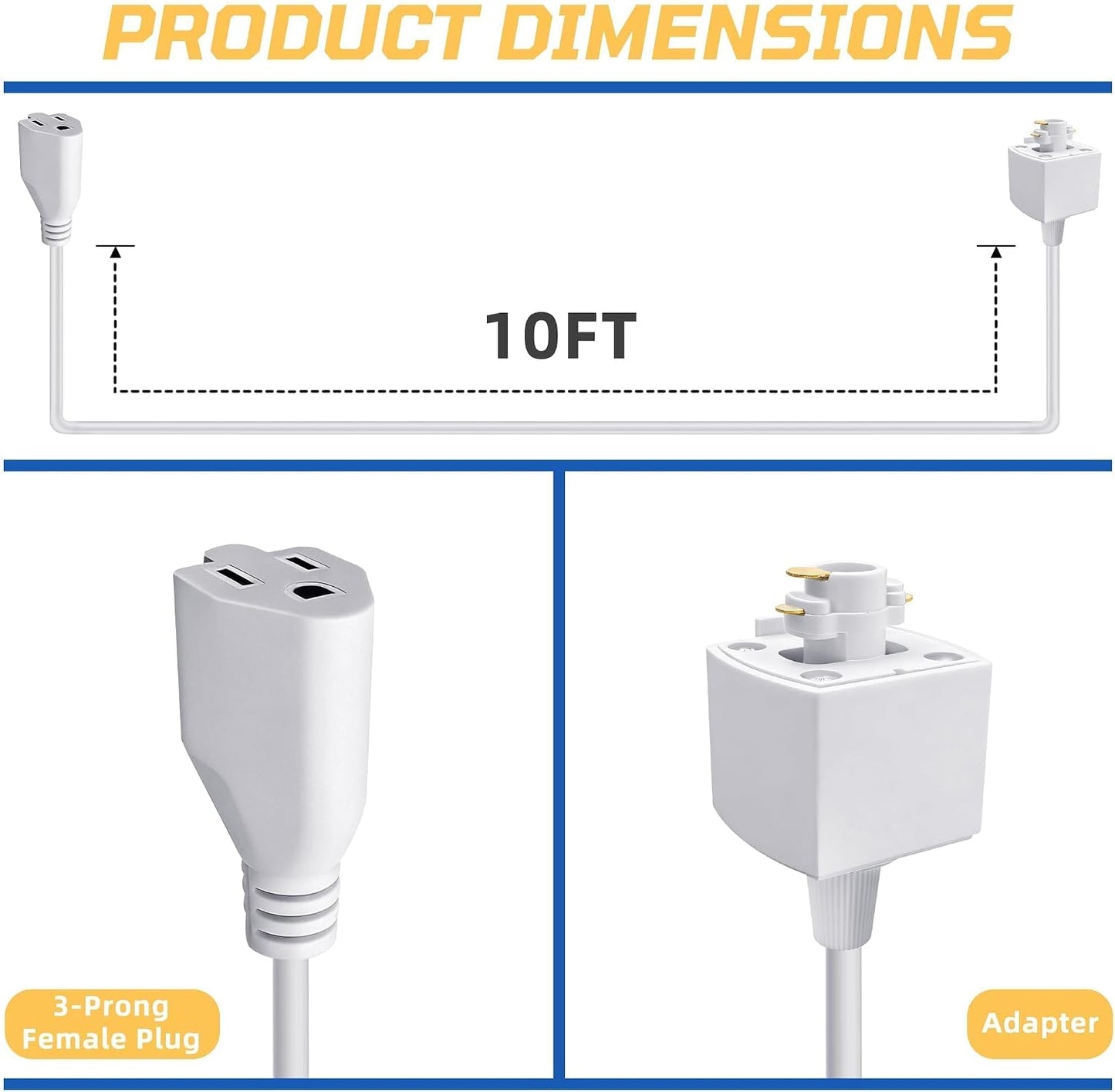 Cable extensión riel 10ft negro 800W electrodomésticos