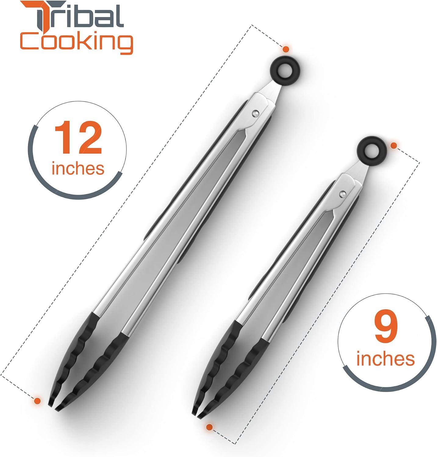 Pinzas cocina acero inox 9x12 pulg antideslizante