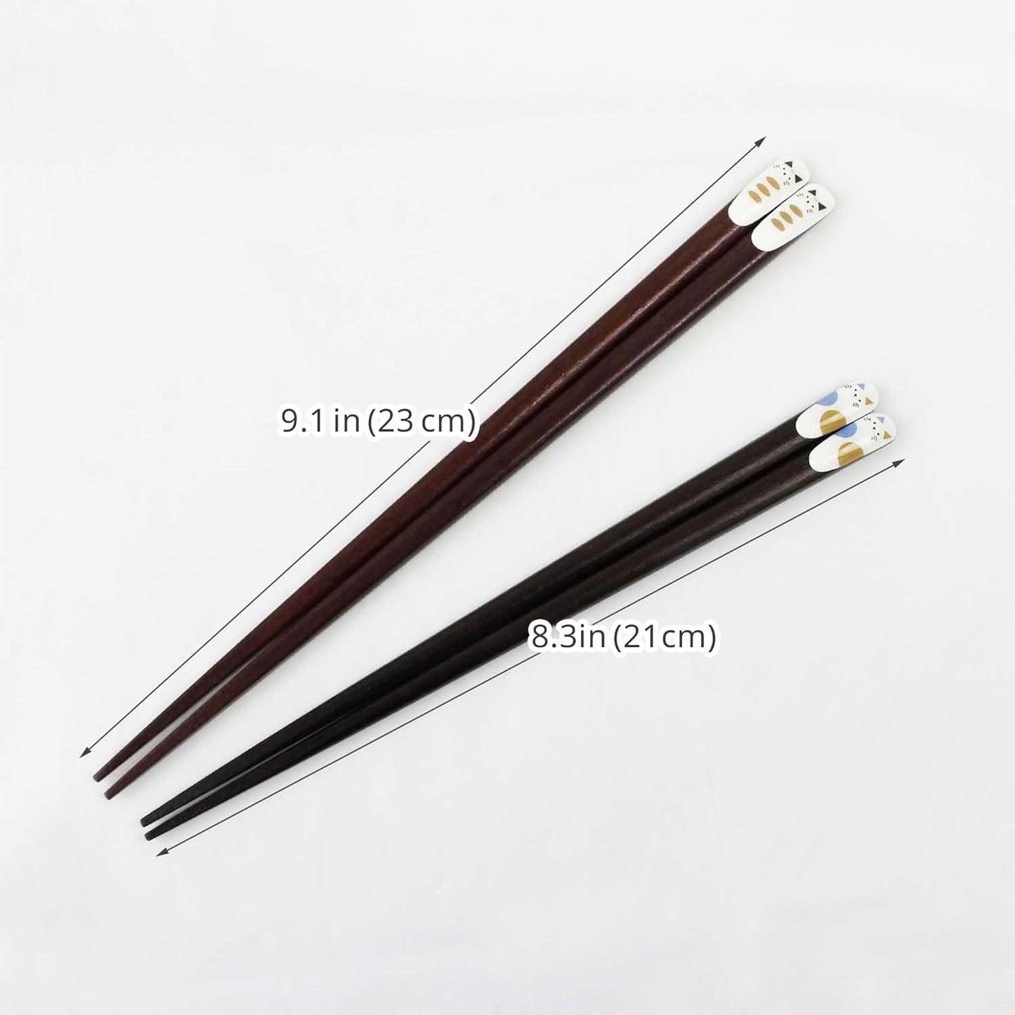 Set 2 Pzas Palillos Madera y Soporte Cerámica Gato en Caja Madera