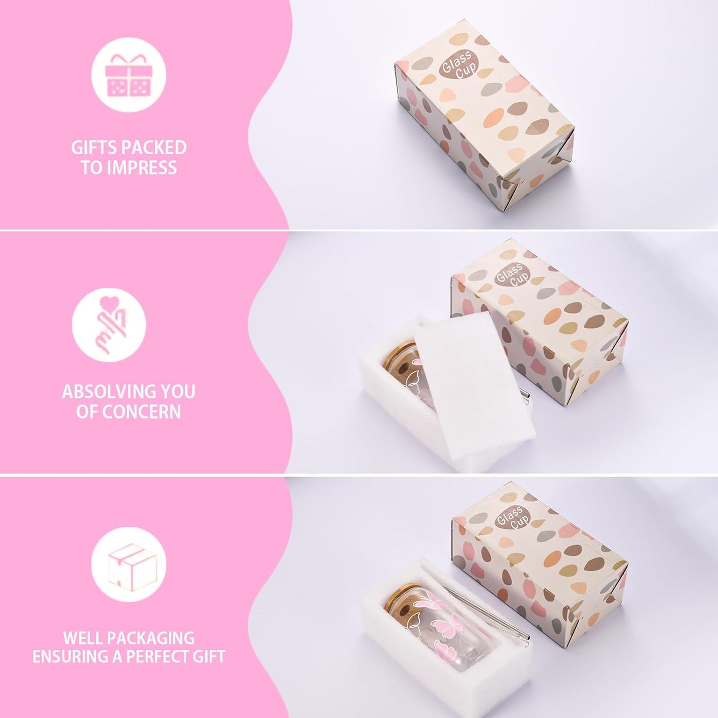 Tazas vidrio con tapa y pajita diseño femenino regalo niña