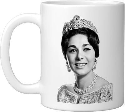 Taza Cerámica Persa Era Imperial Farah Pahlavi Blanca