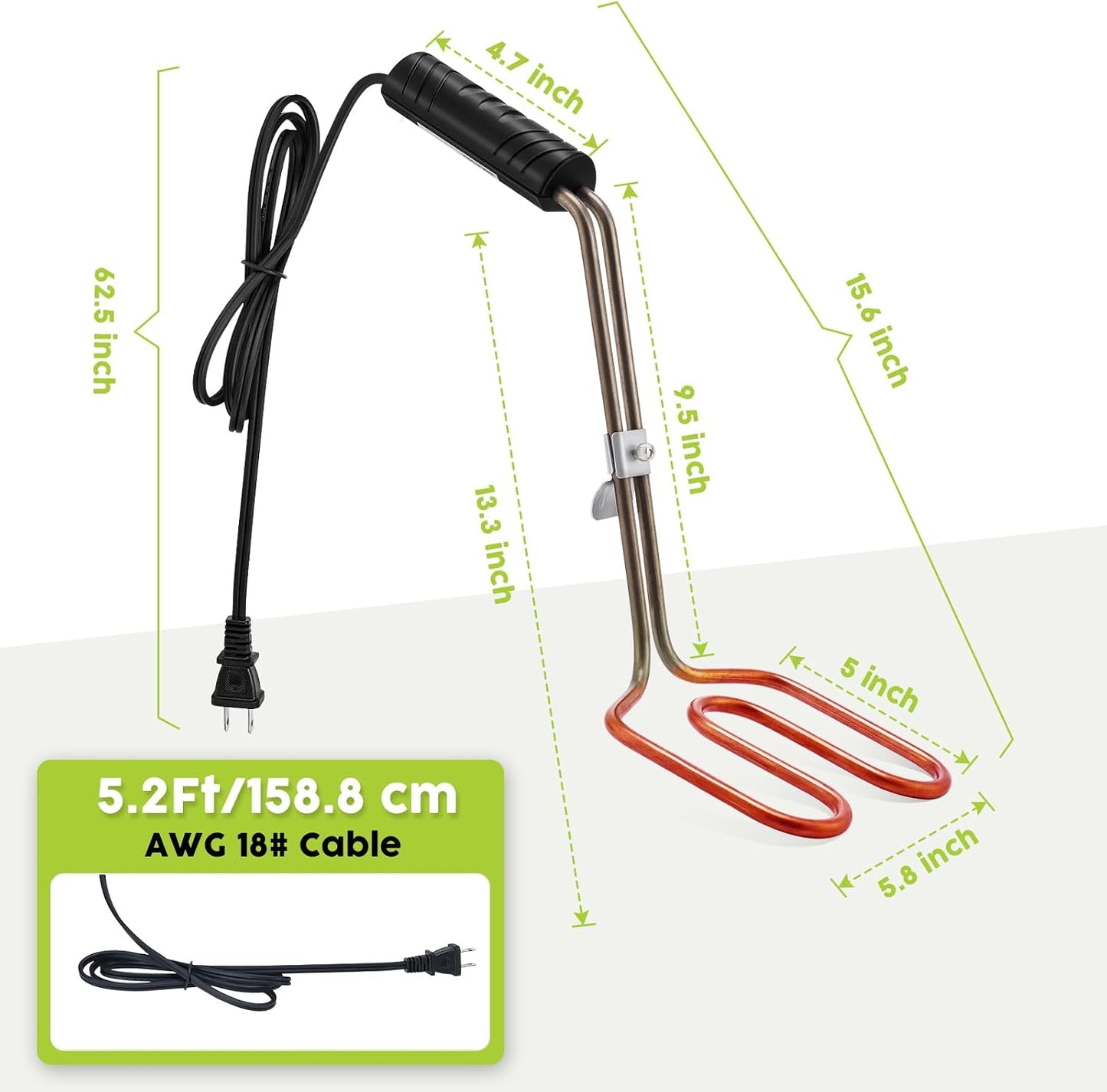 Arrancador carbón eléctrico 304 acero inox 5ft 700W