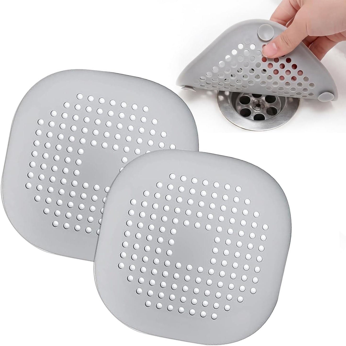 2 Coladores Drenaje Fregadero Cubierta Caucho Termoplástico Gris