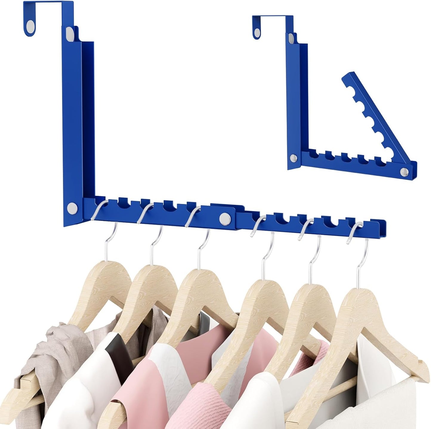 Ganchos plegables puerta baño dormitorio viaje paq 1 azul
