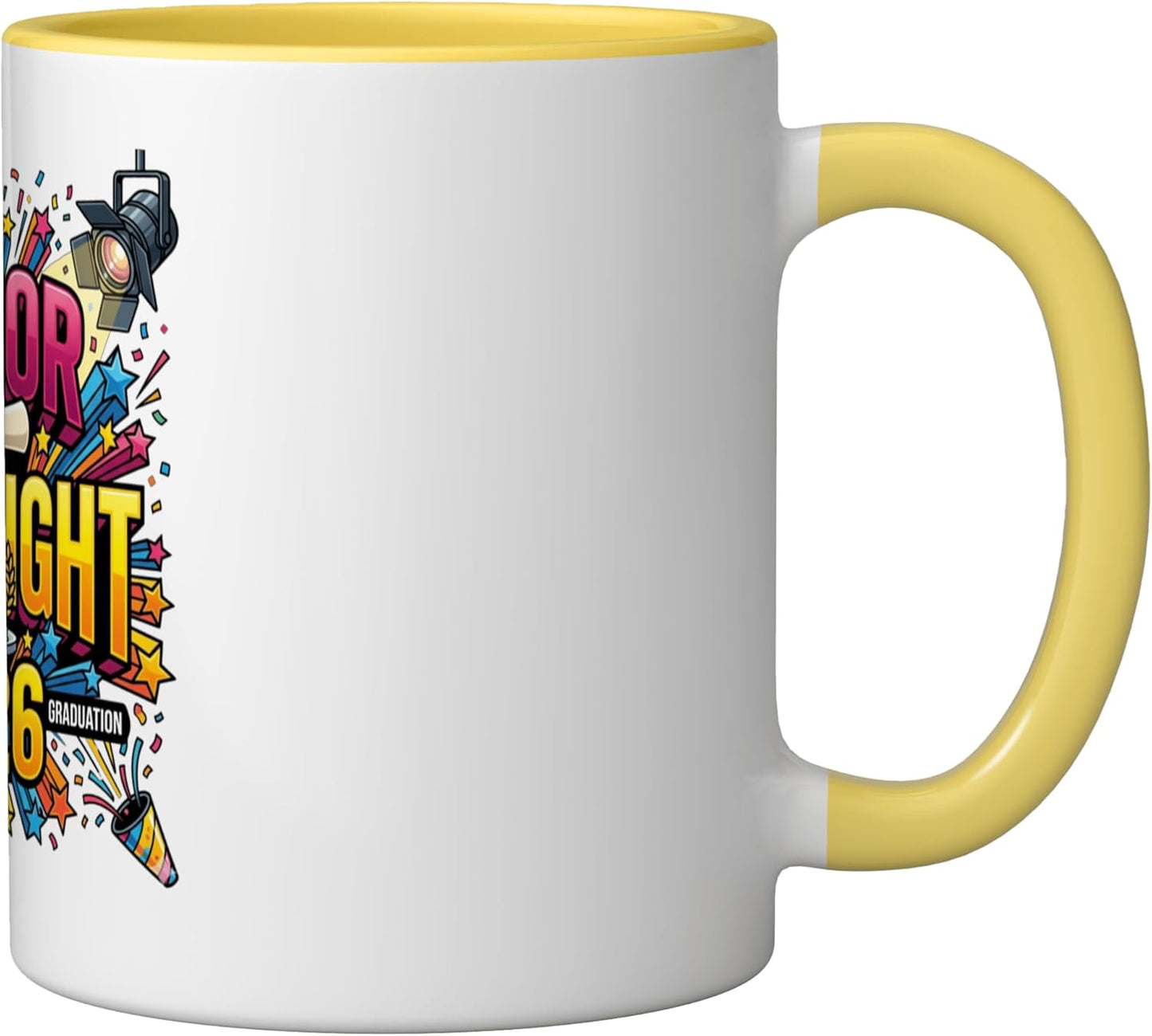 Taza Cerámica Graduación 2026 Amarillo/Blanco