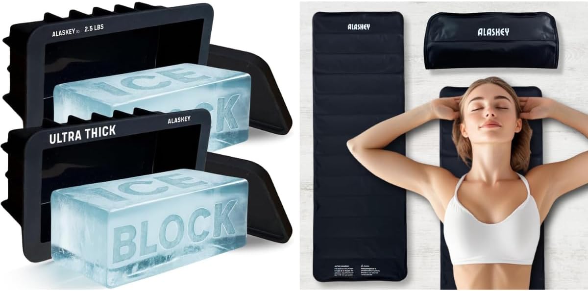 Molde Hielo Grande Set 2 Con Tapa y Mantel Refrigerante 45x16pulg