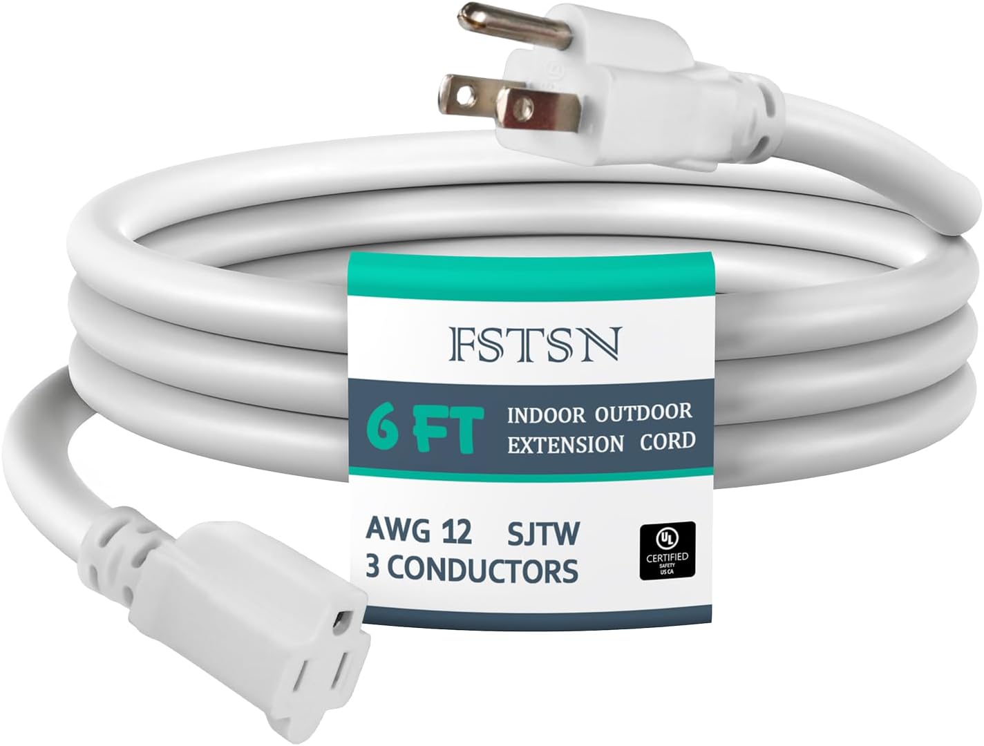 Cable extensión resistente 6ft SJTW 12/3 15A con enchufe 3 clavijas