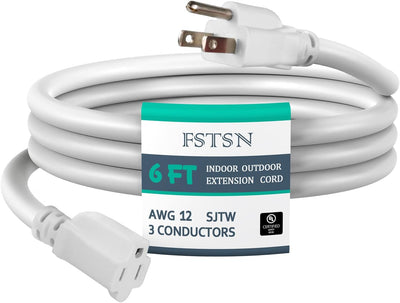 Cable extensión resistente 6ft SJTW 12/3 15A con enchufe 3 clavijas