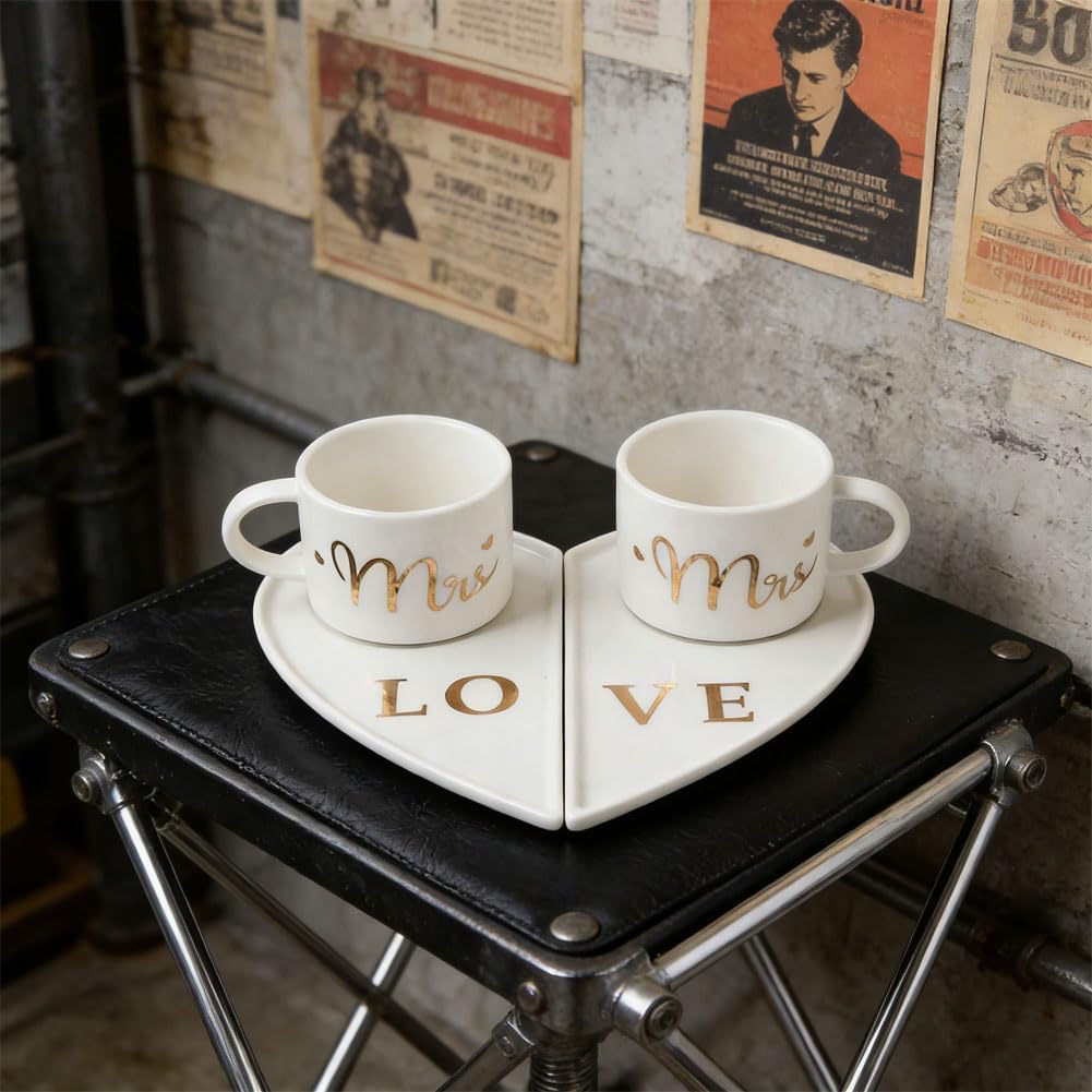 Juego de tazas de café para él y ella estilo formal edición Mr. and Mrs.
