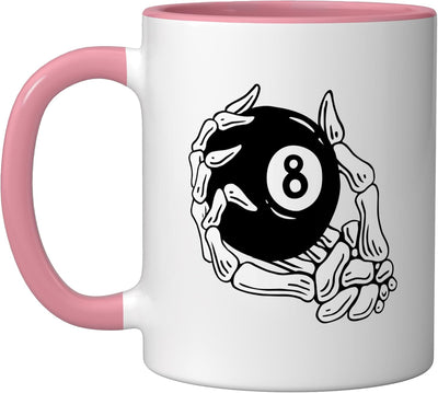 Taza cerámica billar vintage 8 bolas café rosa/blanco