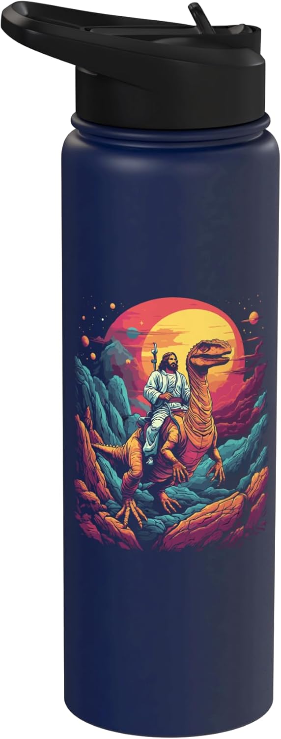 Botella de agua acero inoxidable sin BPA con meme T-Rex