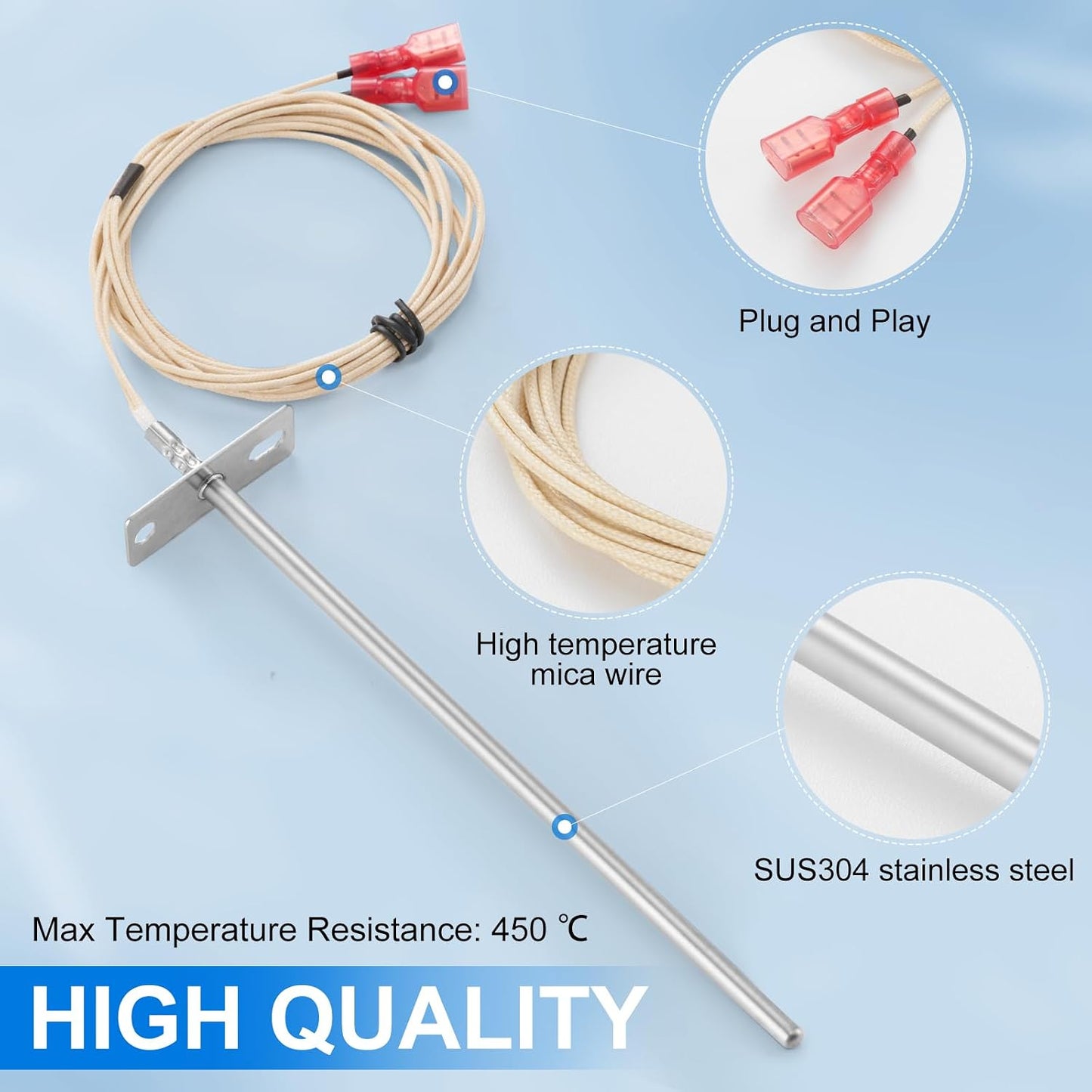 Sensor temperatura sonda RTD 7pulg para parrillas pellets Rec Tec