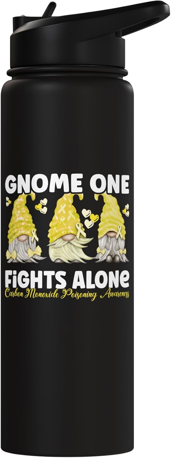 Botella de agua aislada de acero inoxidable Gnome One Fights Alone Amarilla