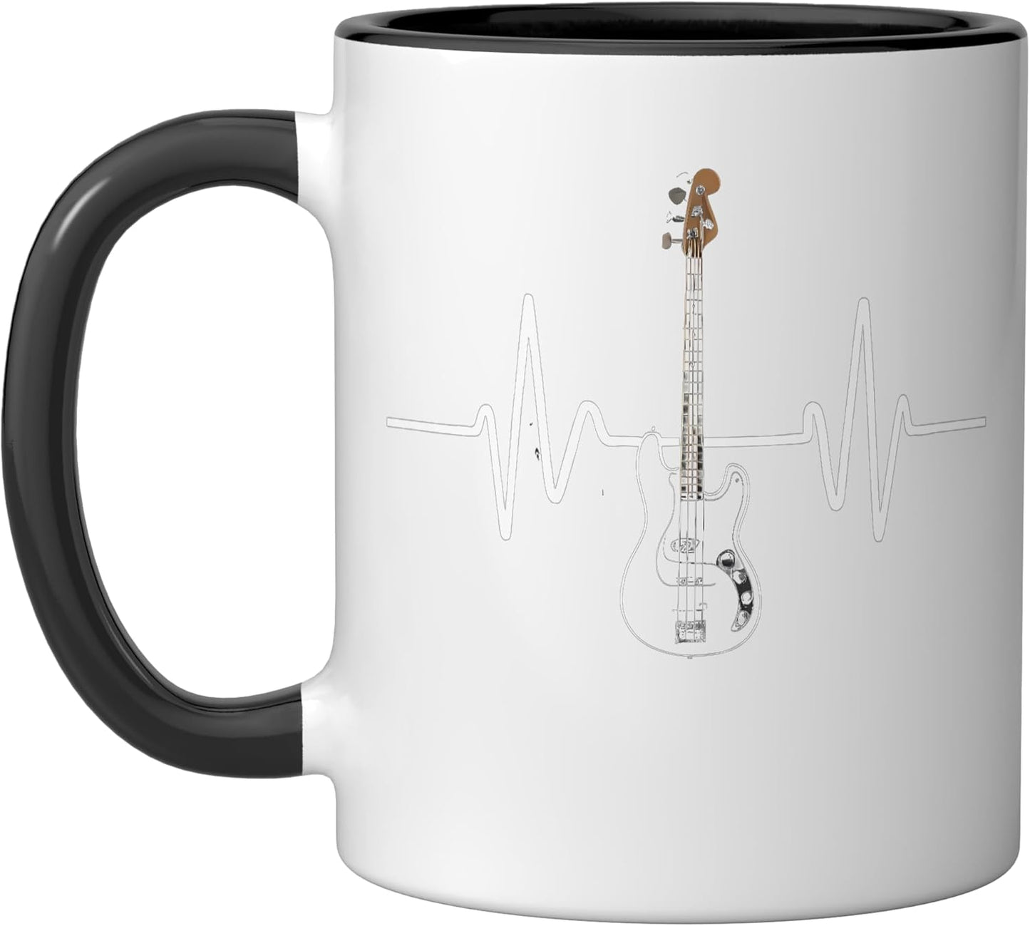 Taza Cerámica para Bajo sin Cuerdas Negro/Blanco