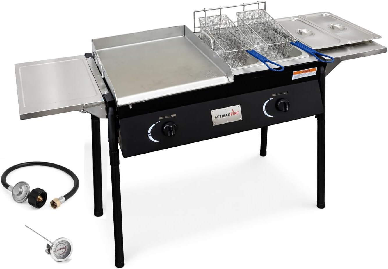 Freidora acero inox 4en1 parrilla plana carrito tacos
