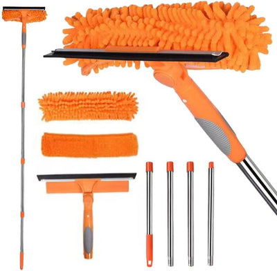 Kit limpiador ventanas 2en1 poste flexible naranja