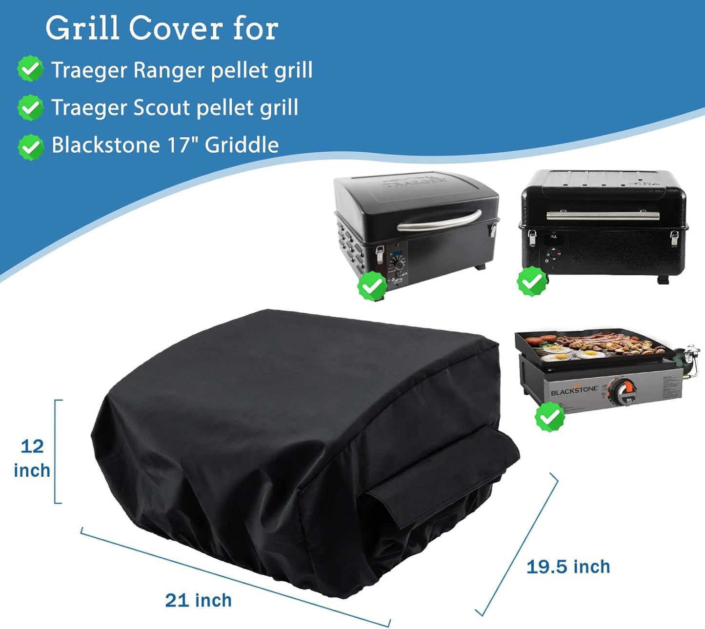 Cubierta parrilla Traeger Ranger Scout y Blackstone 17" resistente