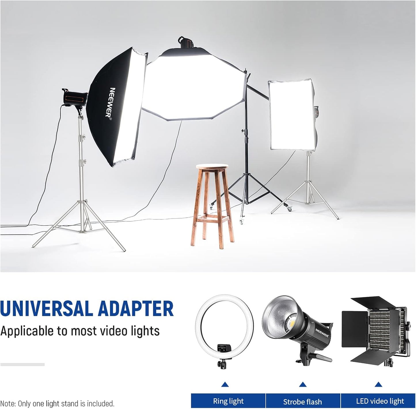 Soporte luz acero inox 2.8m trípode acolchado adaptador 1/4-3/8