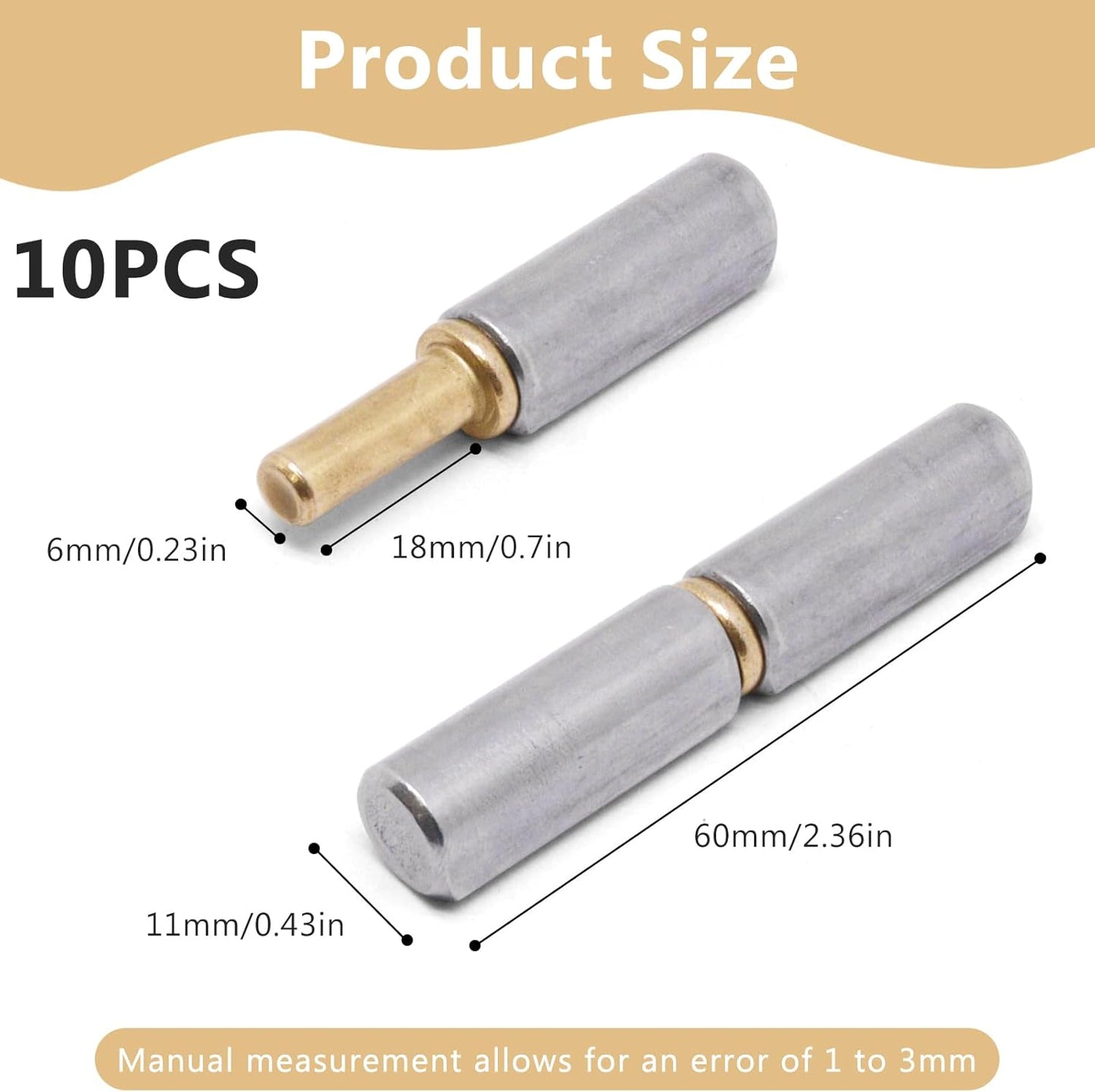 Bisagras soldables barril 2-3/8x1/2 pulg acero resistente