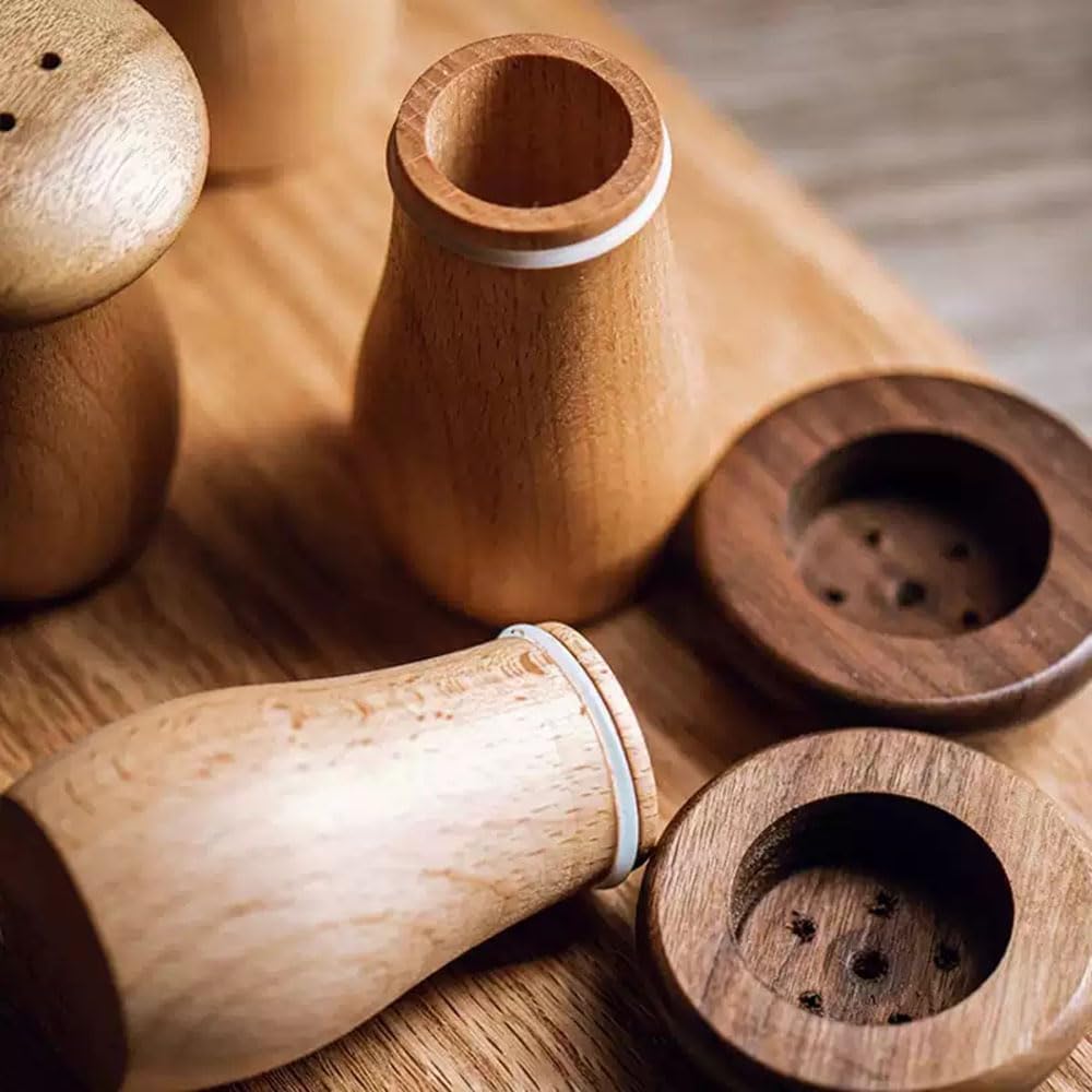 Juego de salero y pimentero de madera para cocina y hogar