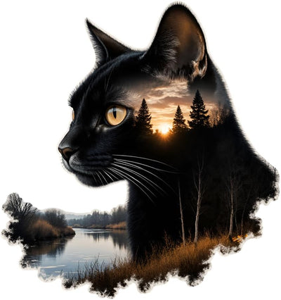 2 Pzas Adhesivo Gato Negro Naturaleza para Coche Muebles