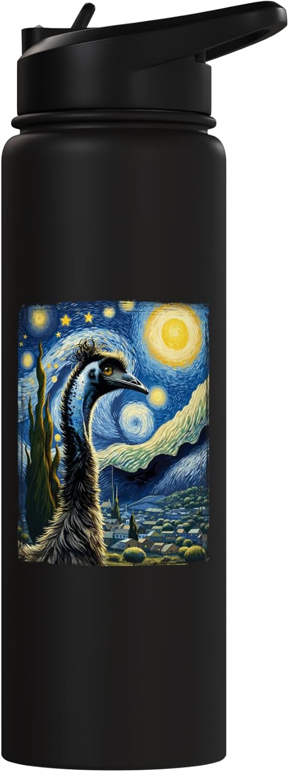 Botella agua acero inox aislada estilo Van Gogh