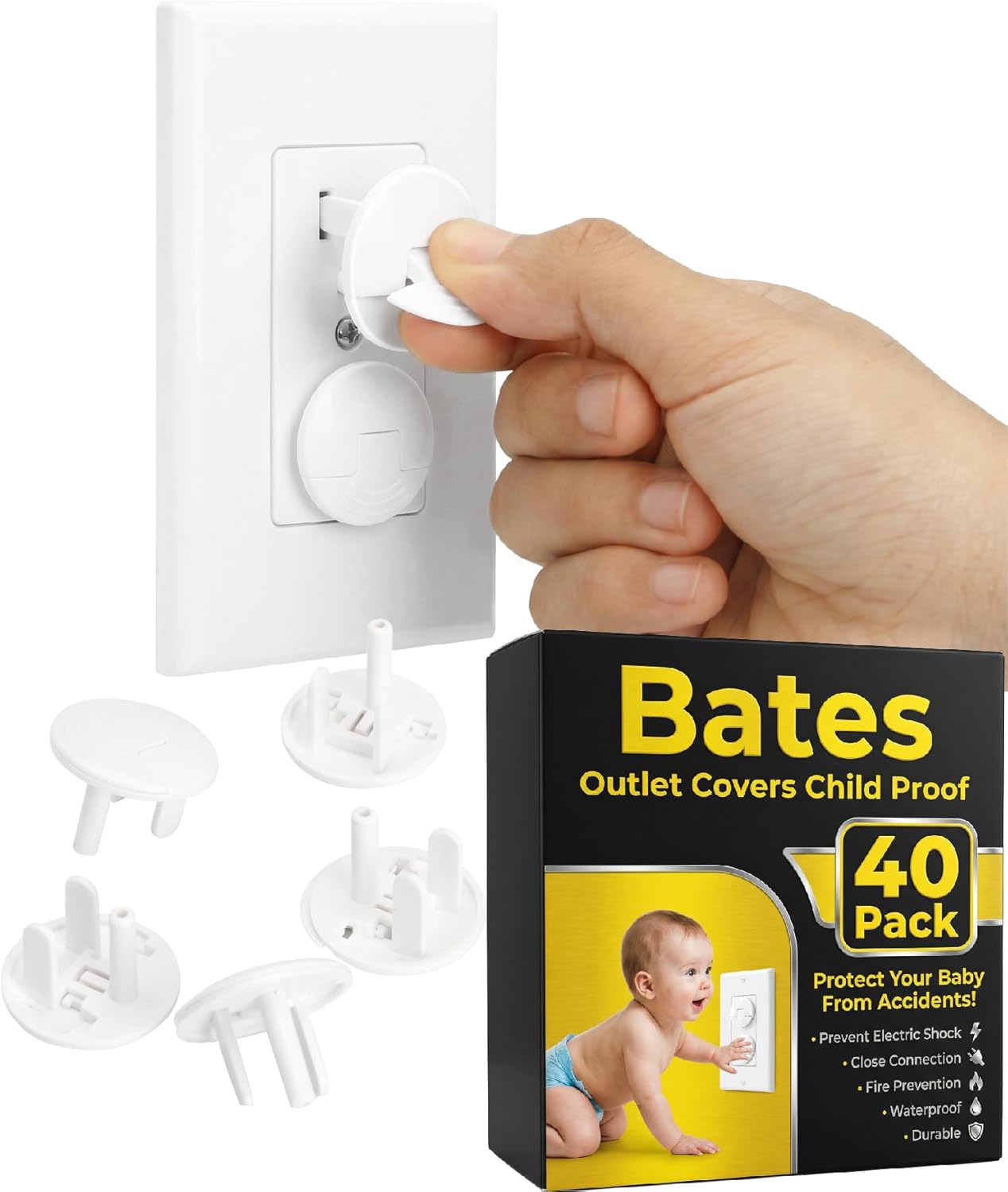 Fundas enchufes a prueba de niños set 40 blancas tapas redondas