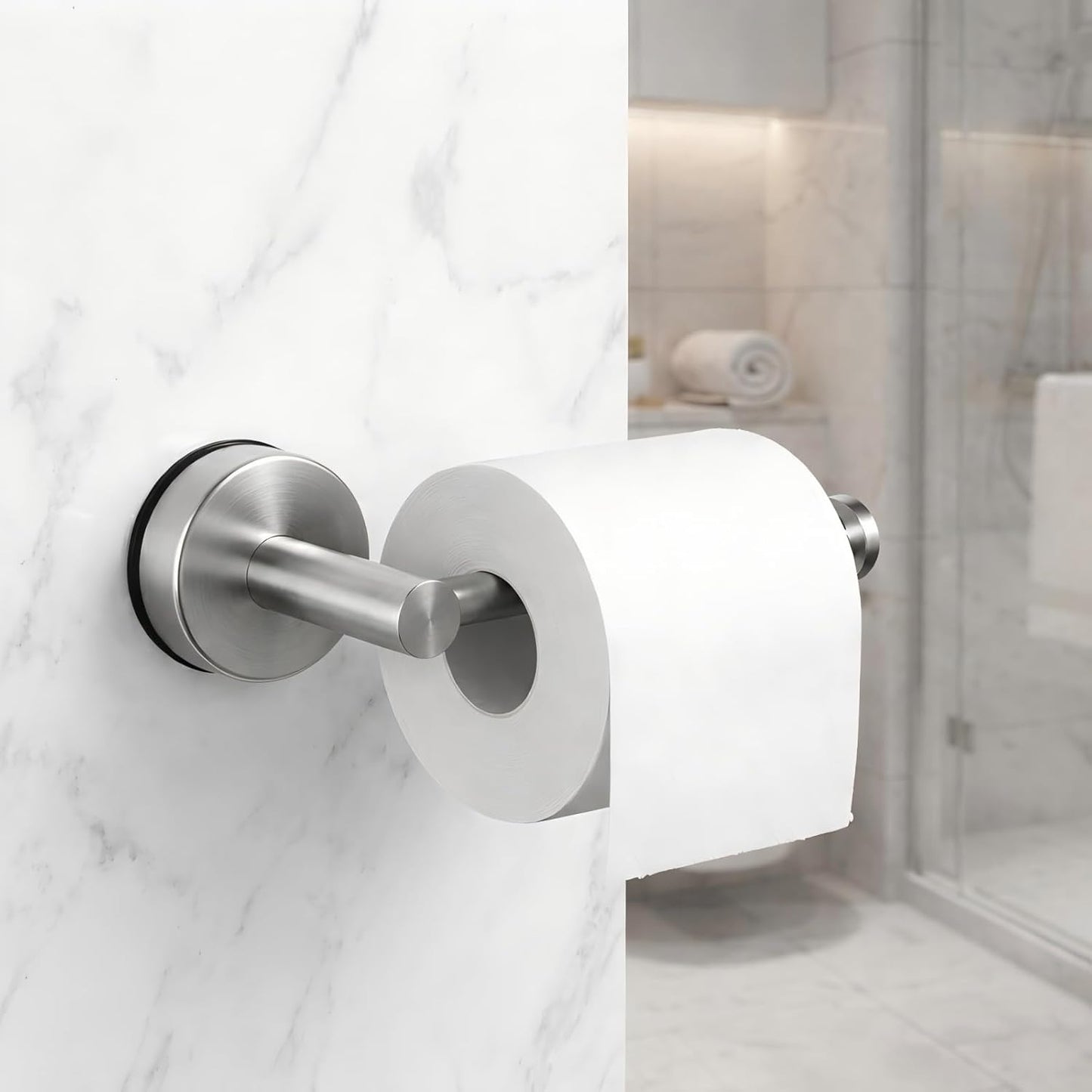 Portarrollos acero inox ventosa base succión baño
