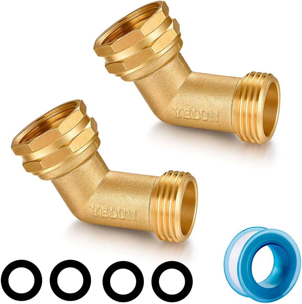 Conector codo manguera jardín latón 3/4pulg FHT x MHT 45grados