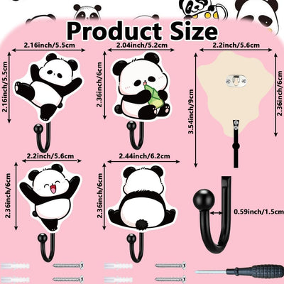 4 Ganchos Madera Animales Estilo Panda para Colgar Abrigos