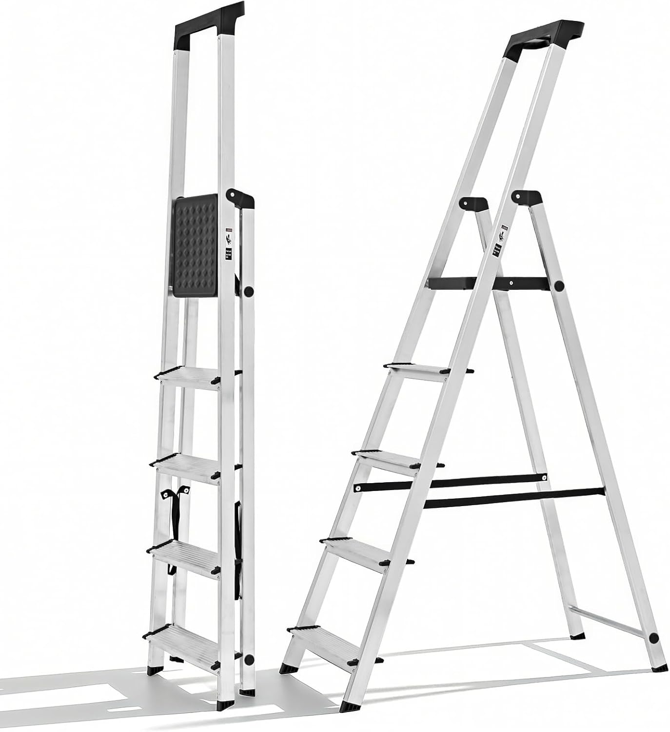 Escalera aluminio 5 escalones plegable antideslizante