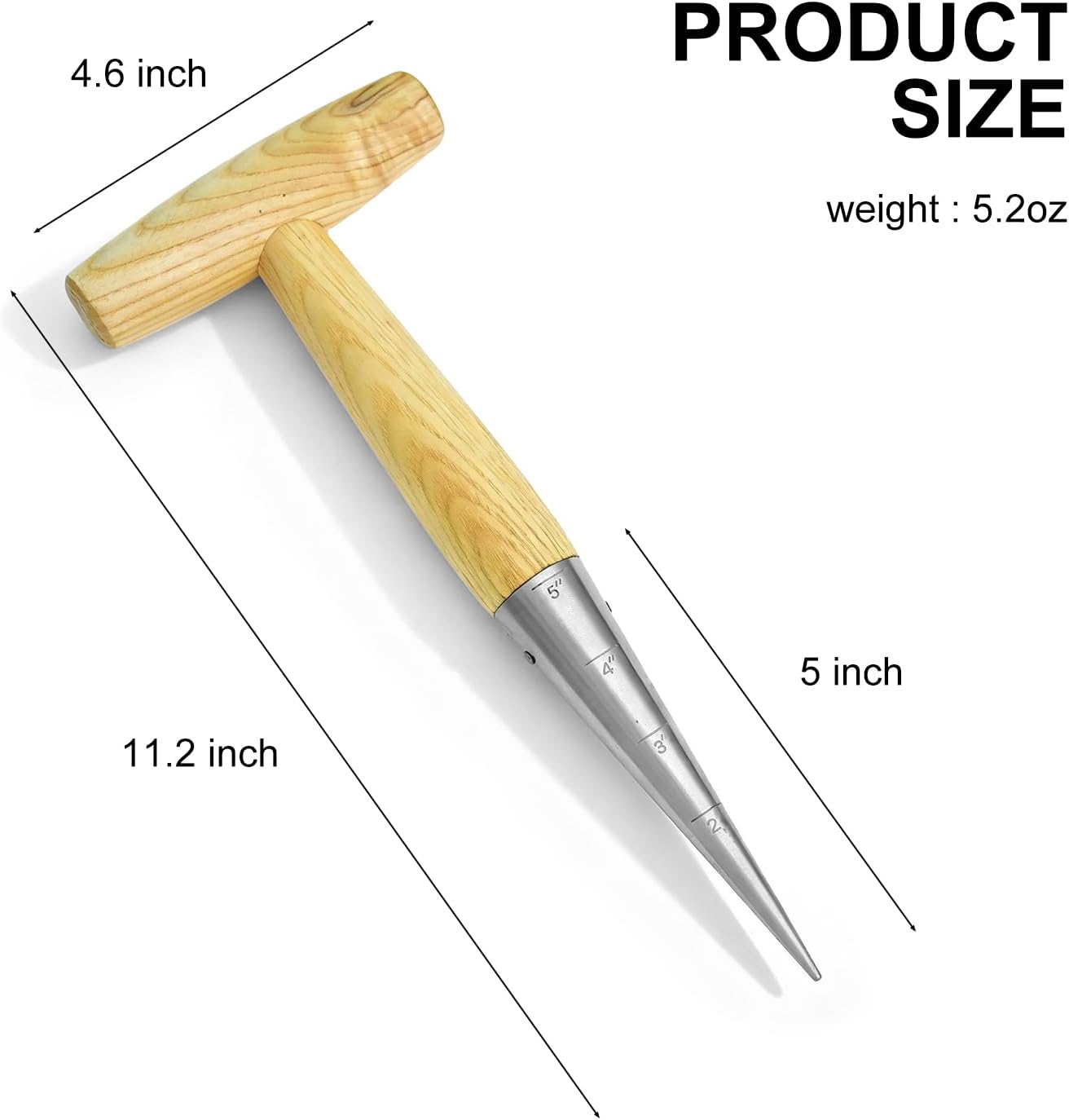 Dibber acero inox mango madera para bulbos y semillas