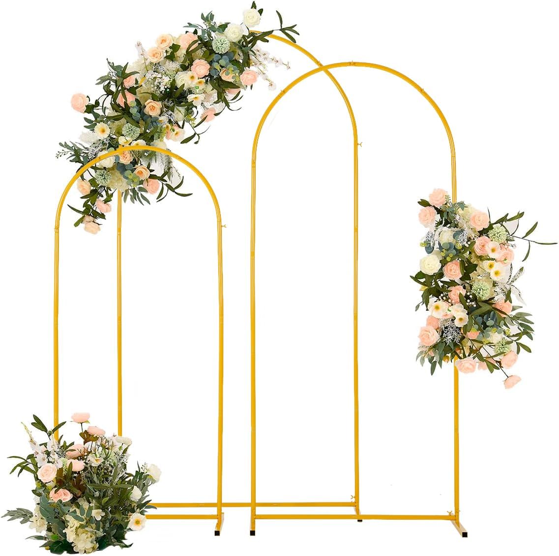 3 Soportes arco boda metal 6.6x5.9x4.9pies dorado